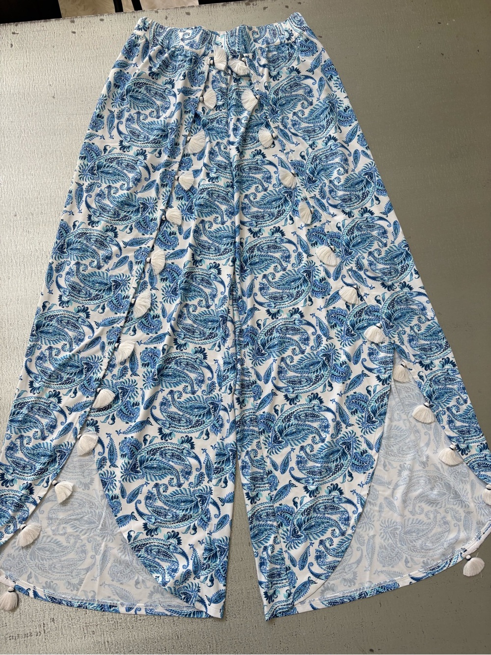 Cabana Life Blue & White Paisley Wide-Leg Swim Cover Pants